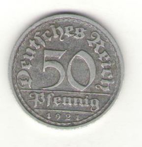 Германия, Веймарская республика, 50 пфеннигов, 1921 г., "F" ― Антикварно-нумизматический центр "Пава" | интернет-магазин