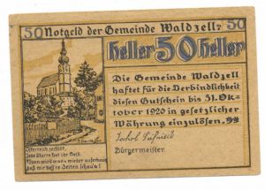 Австрия, 50 геллеров 1920, нотгельд, община Вальдцелль (БД) ― Антикварно-нумизматический центр "Пава" | интернет-магазин